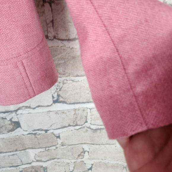 Banana Republic Pink Wool Herringbone Blazer Jacket Elle Woods Size 00P = XXS - Picture 6 of 16